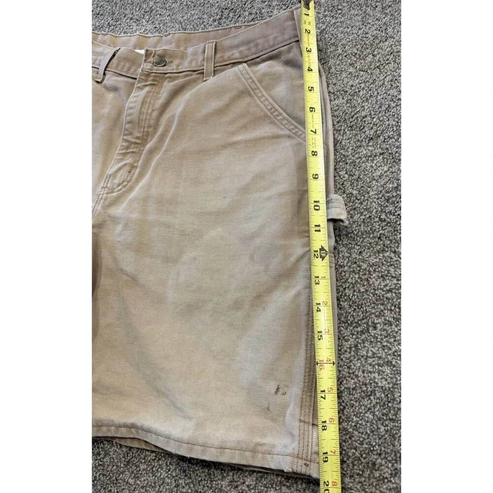 Vintage CARHARTT B25 BRN Carpenter Canvas LEATHER PATCH Shorts Sz 32/34 Mexico